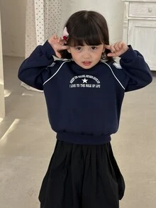 Dazy Kids Infant/Toddler (Girl) Streetwear Korean Style Long Sleeve Autumn/Winter Sweatshirt - Blue - View 8