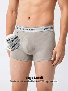 LUVLETTE 3-Pack Cotton Mid Rise Printed Letter Webbing Men's Boxer Briefs - Multicolor - View 2