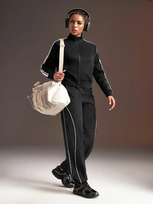 Powerista Women's Colorblock Casual Daily Travel Sports Long Pants - Black - View 7