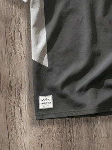 Daypath Camisa polo de media abertura con botones y estampado de letras para hombre - Gris - Ver 4