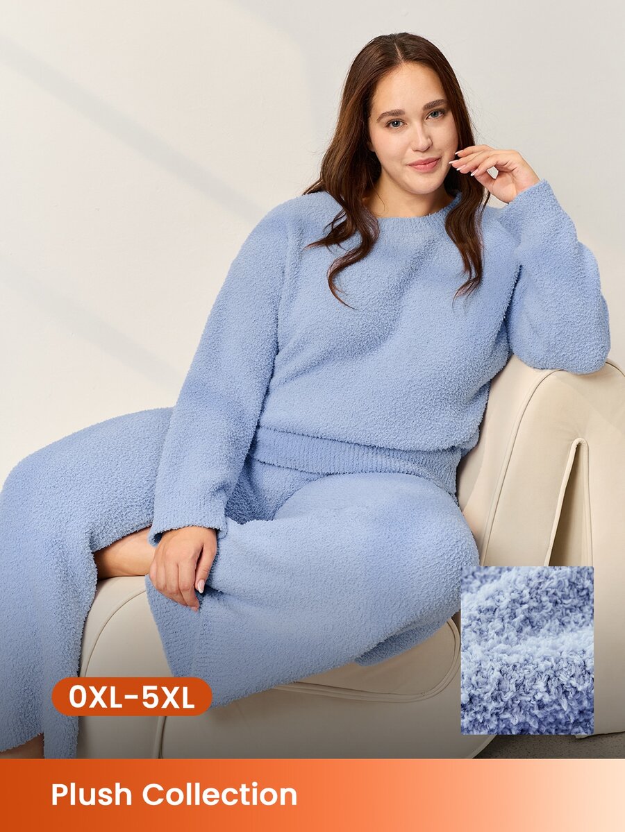 LUVLETTE Plus Size Pajama Sets - Blue - View 1