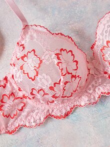 Elorette Christmas Plus Size Bra And Panty Sets - Pink - View 5
