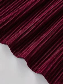 SHEIN Tween Girl Elegant Pleated Long Sleeve Dress For Party - Burgundy - View 6