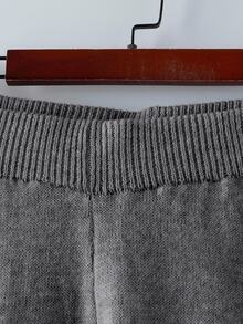 Linhara Plus Size V-Neck Cable Knit Long Sleeve Pullover Sweater And Pants Casual Set - Grey - View 5