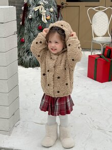 Dazy Kids Infant (Girl) Polka Dot Korean Style Long Sleeve Autumn/Winter Jacket - Apricot - View 5