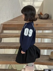 Dazy Kids Infant/Toddler (Girl) Streetwear Korean Style Long Sleeve Autumn/Winter Sweatshirt - Blue - View 3