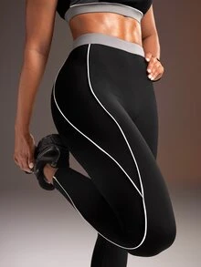Powerista Women's Colorblock Casual Daily Wear Sports Leggings - Black - View 4