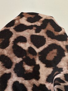 SHEIN EZwear 秋季新款復古做舊老錢風豹紋圖案寬鬆灰色半拉鍊高領薄款衛衣套頭衫，秋季上衣，適合日常通勤、聚會、秋冬/夏季、聖誕節、新年、感恩節、派對、婚禮、海灘、畢業典禮、優雅、外出、約會、通勤、情人節、優雅、度假 - 棕色 - 查看 5