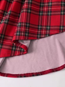 SHEIN 少女深酒紅色休閒純色洋裝 - 紅色 - 查看 6
