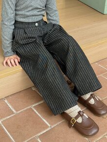 Dazy Kids Young Girl) Straight Leg Striped Casual Washed Dark Blue Denim Jeans - Black - View 1