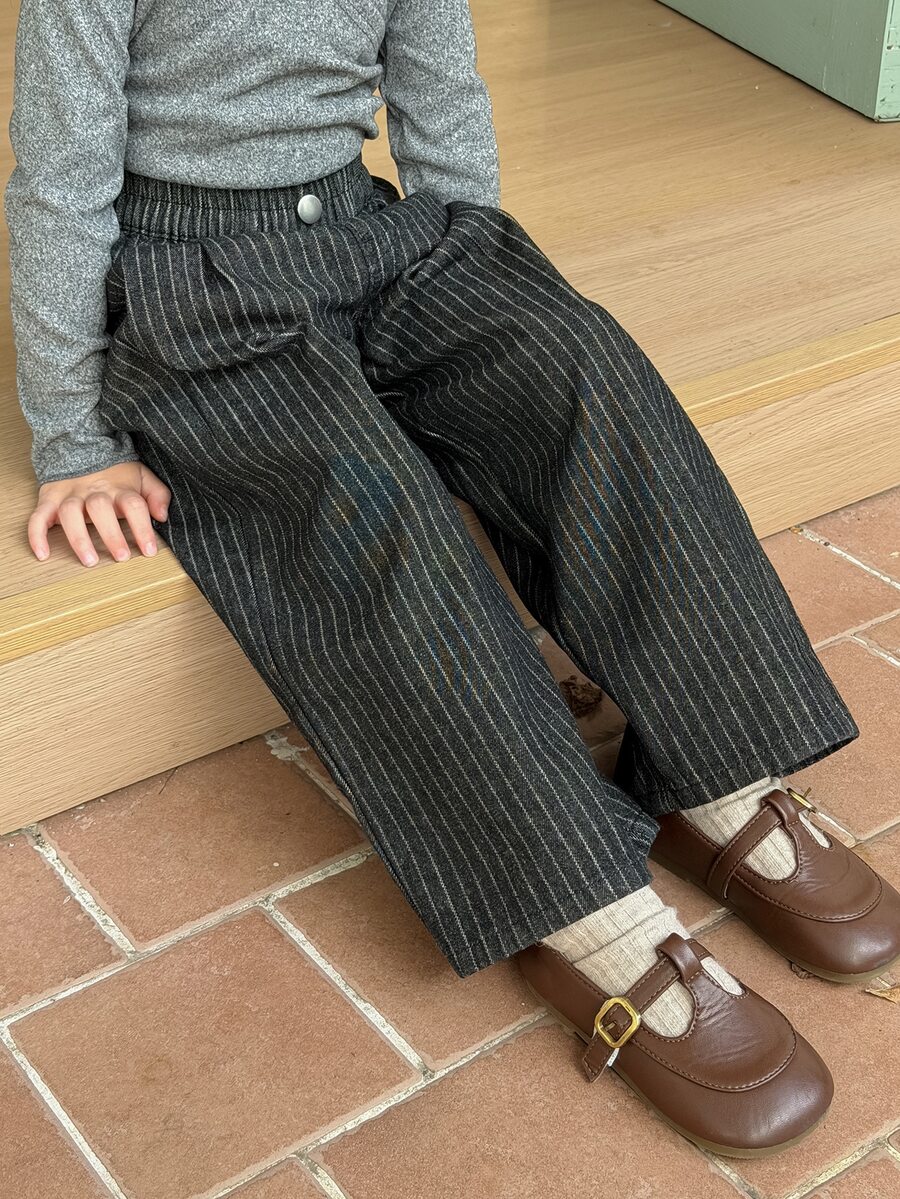 Dazy Kids Young Girl) Straight Leg Striped Casual Washed Dark Blue Denim Jeans - Black - View 1