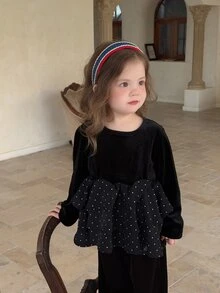 Dazy Kids Infant/Toddler (Girl) Round Neck Colorblock Long Sleeve Top - Black - View 8