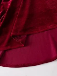 SHEIN 少女深酒紅色休閒純色洋裝 - 酒紅色 - 查看 8