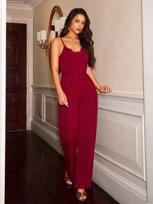 Slumberist Women's Lace Patchwork Tie Strap Camisole Pajama Set - Burgundy - View 3