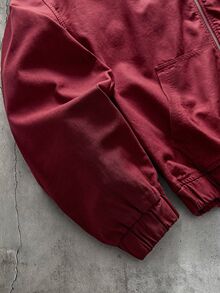 AXEPEAK 男士水洗復古藍色刺繡連帽彈性腰長袖上衣 - 紅色 - 查看 4