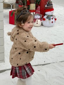 Dazy Kids Infant (Girl) Polka Dot Korean Style Long Sleeve Autumn/Winter Jacket - Apricot - View 6