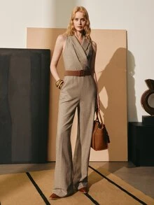 MOTF PREMIUM WOMEN'S SOLID COLOR CASUAL DAILY WEAR JUMPSUIT - Khaki - View 1