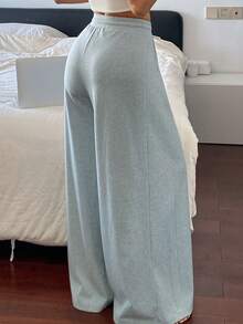 DAZY Women's Drawstring Waist Loose Pleated Loungewear Bottoms - Blue - View 2