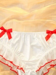 DelicateAllure Plus Size Women's Bow Decor Ruffle Fashion Panties - White - View 3