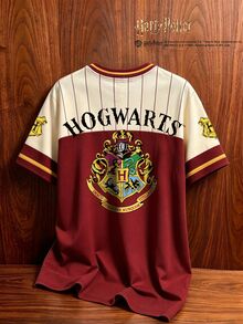 HARRY POTTER X SHEIN Aesthetic Post 中性大學字母圖案圓領條紋飾邊寬鬆長袖街頭風T恤 - 彩色 - 查看 2