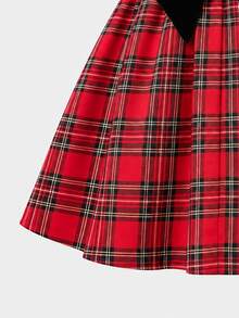 SHEIN 少女深酒紅色休閒純色洋裝 - 紅色 - 查看 3