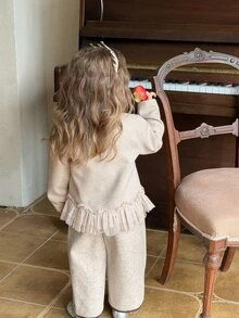 Dazy Kids Infant/Toddler (Girl) Round Neck Long Sleeve Autumn/Winter Korean Style Jacket - Apricot - View 8