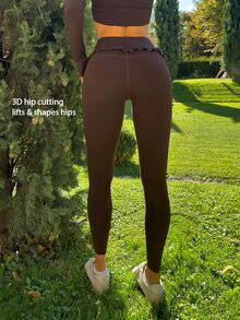 Fluxe Quần legging thể thao nữ màu trơn mặc thường ngày phong cách casual - Cà phê nâu - Xem 2