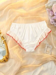 DelicateAllure Plus Size Women's Bow Decor Ruffle Fashion Panties - White - View 2