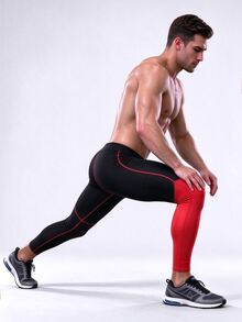 Acti Log Quần legging nén thể thao tập luyện hàng ngày nam họa tiết sừng - Đen và trắng - Xem 5