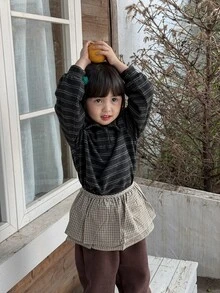 Dazy Kids Infant/Toddler (Girl) Collared Striped Long Sleeve Sweatshirt - Grey - View 2