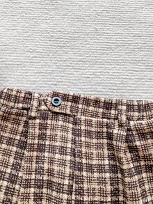 PrepCrw Young Boy Plaid Casual Versatile Daily Travel Long Pants - Brown - View 4