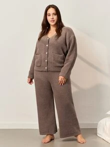 LUVLETTE Plus Size Pajama Sets - Coffee Brown - View 11