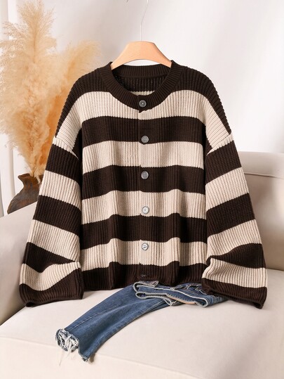 CosyJoli Plus Size Elegant French Style Commuter Vacation Romantic Colorblock Pink Knit Cardigan Sweater Top Women Autumn Winter High-End Minimalist