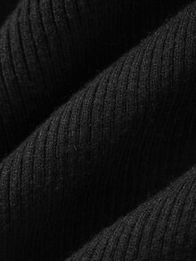 DAZY Solid Color Fitted Hollow Out Casual Elegant Daily Korean Style Autumn/Winter Maternity Sweater - Black - View 8