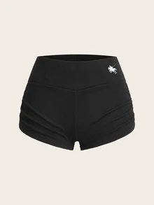 SHEIN EZwear 女款休閒日常外出騎士圖案短褲 - 灰色 - 查看 3