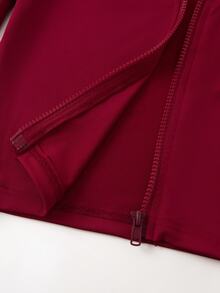 SHEIN 少女風3件套，立領夾克 + 吊帶背心 + 緊身褲，修身顯瘦 溫柔優雅 休閒運動 賽車健身 秋季酷女孩可愛風 - 酒紅色 - 查看 7