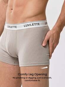 LUVLETTE 3-Pack Cotton Mid Rise Printed Letter Webbing Men's Boxer Briefs - Multicolor - View 9