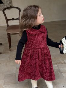 Dazy Kids Baby Girl Plaid Pleated Fashion Party Dress - Red - View 7
