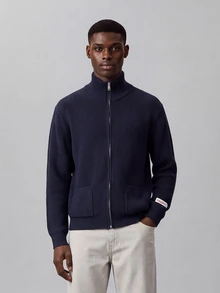 Colvenic Men's Solid Color Zipper Casual Versatile Daily Travel Cardigan - Navy Blue - View 4