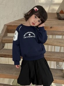 Dazy Kids Infant/Toddler (Girl) Streetwear Korean Style Long Sleeve Autumn/Winter Sweatshirt - Blue - View 5