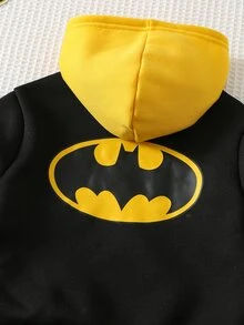 BATMAN X Cozy Pixies 兒童男嬰 Justice League Batman 配色拼接圖案印花長袖針織套頭運動衫 - 黑色 - 查看 6