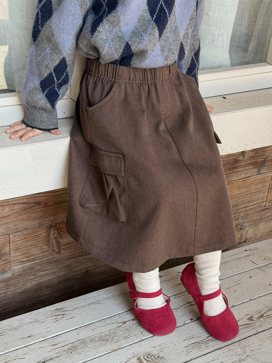 DAZY Infant/Toddler (Girl) Solid Color Casual Versatile All-Season Bottoms - Coffee Brown - View 1