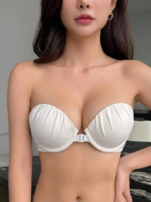 DAZY Women's Transparent Adjustable Strap Padded Bra - White - View 3