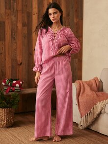 Lullawish Women's Bohemian Casual Vacation Romantic Pajama Set - Multicolor - View 3