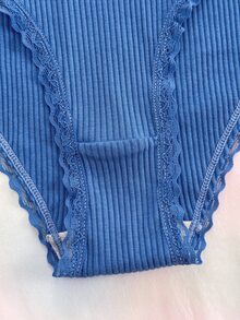 Eraneu 4pcs Casual Comfortable Girls Lace Trim Triangle Panties Set - Multicolor - View 4