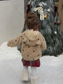Dazy Kids Infant (Girl) Polka Dot Korean Style Long Sleeve Autumn/Winter Jacket - Apricot - View 9