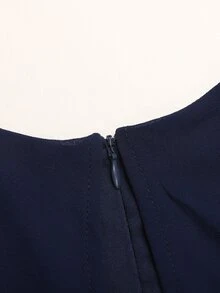 SHEIN Tween Girls Partywear Deep Tween Girl Blue Elegant Fitted Jumpsuit Tween Girl - Navy Blue - View 10