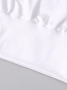 SHEIN 青少年女孩長袖連帽高腰黑色運動衫，萬聖節秋季基礎休閒風，適合健身房與學校穿著 - 白色 - 查看 6