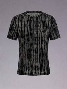 DSELFIQUE Men's Round Neck Sexy Sheer Short Sleeve T-Shirt For Daily Wear - Black - View 2