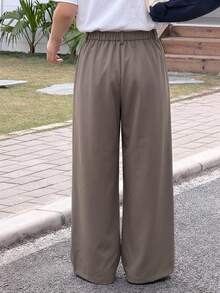 DAZY Tween Girl Fall Clothes Tween Girl) Solid Color Woven Wide Leg Long Pants - Mocha Brown - View 4